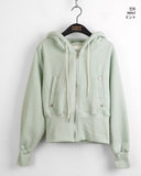 [Brushed Lining] Mute Tto Slim Crop Long Sleeve Hoodie Zip Up