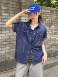 [MADE] Eka Summer Washing Snap Button Pocket Short-Sleeved Denim Shirt
