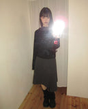 Terne High Neck Hooded Button Long Sleeve T-Shirt