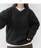 Wool Acrylic Blend V-neck Loose Fit Avant Knit