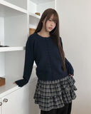 Rusha bean button long sleeve round neck cardigan