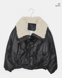 Bning Fleece Collar High Neck Leather Mustang Jumper