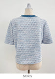 Tune Round Color Matching Short Sleeve Tweed Jacket
