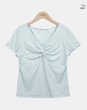 Anise Twist Shirred Short Sleeve T-shirt