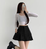 Pleats Underpants A-line Skirt Pants