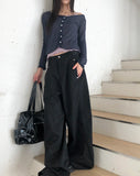 Phuang Lace Frill See-Through V-Neck Long-Sleeve Cardigan