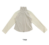 HIGHNECK LINE KNIT ZIP-UP