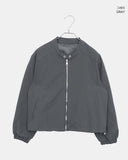 Shuni no-collar snap button string pocket crop overfit jacket