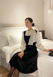 Poche Dot Velvet Tie Brushed Blouse