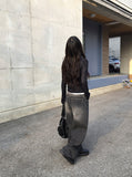 Get Black Blue Washing Wide Pants