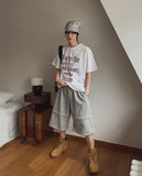 Scar embroidery bermuda pants