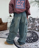 Eater Button Cargo Banding Denim Pants