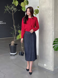 Zelvin unbalanced denim wrap skirt