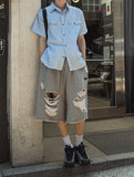 Clean Stripe Two Pocket Short Sleeve Shirt