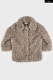Milk plush collar fur coat