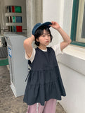 [BAONHAUS] Mesit Shirring Layered Sleeveless Blouse