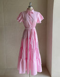 Mary Frill Stripe Shirt Long One Piece