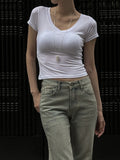 Cheese V-neck Slim Tee