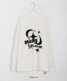 Elbon printing ribbed knit sweatshirt