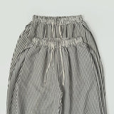 Stripe Loose Fit Folding Wide Banding Seersucker Pants