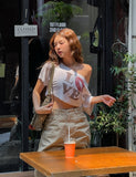Love Leopard Crop Off Shoulder Short Sleeve