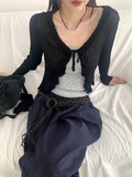 Litu Change of Season Frill Strap See-Through Long Sleeve Cardigan