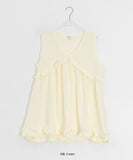 Shoto Deep-V Ruffled Layered Sleeveless Blouse