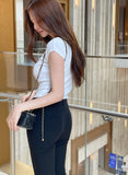 Beck V-Neck Ribbed Cap Sleeve Knit Tee