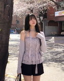 Bay Ruffle Check Cardigan Set