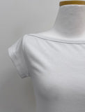 Boat Neck Rib Cap Sleeve T-shirt