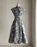 Diel Toile Collar Sleeveless Flare One Piece (Belt set)