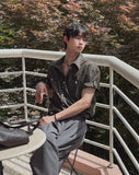 Minimal One-Pocket Roll-Up Short-Sleeve Shirt