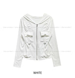 Caro Derring Strap Shirring Hooded Zip-Up