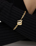 Pebble Heart Silver T-Bar Chain Bracelet