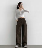 Carpenter Side Pocket Hip Y2K Wide Cotton Pants