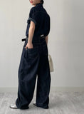 [unisex/summer yarn] Fred pin tuck wide denim pants