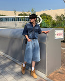 One-tuck Bermuda denim pants