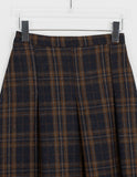 Rooming Check Wool Banding Pleated Long Skirt