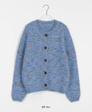 Laniko Round Mix Color Pattern Wool Knit Cardigan