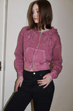 2 WAY Denim Ribbon CROP ZIPUP