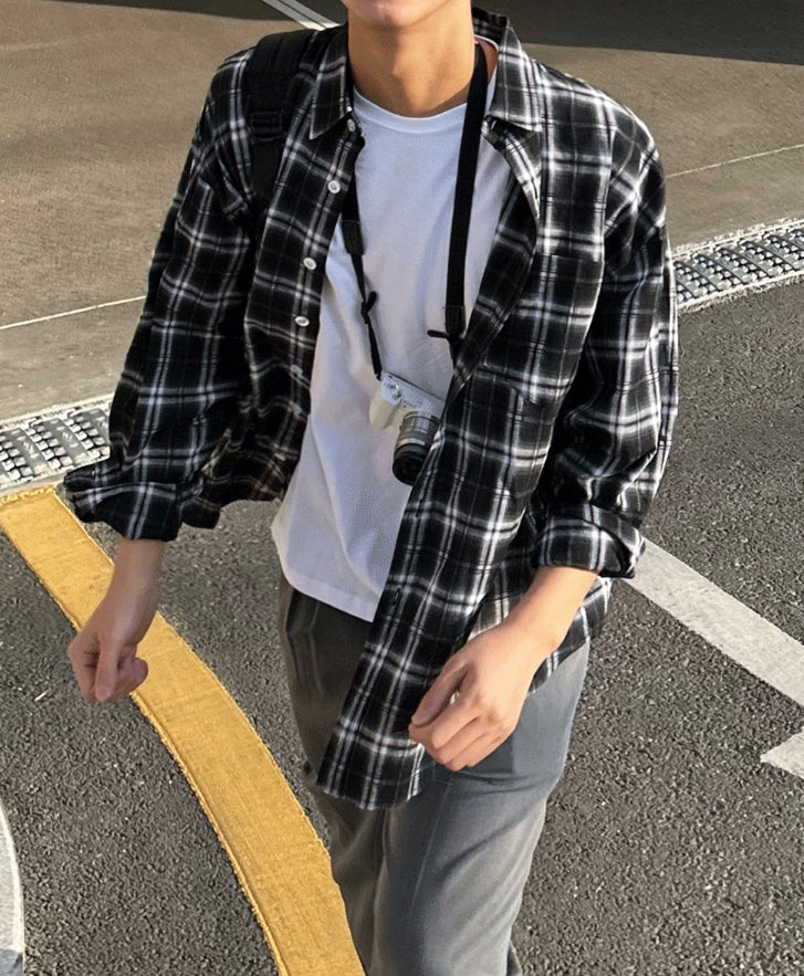 【COSYHARU】Simon Check Overshirt Simon Check Overshirt - COSYHARU | 60% - Asian Fashion