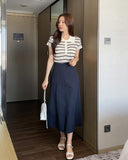 Jehenre Cut Flare A-Line Long Skirt