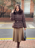 Loera Fur Hood Short Padding Jumper (Belt Set)
