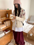 Away Wool Vintage Nordic Jacquard Knit Cardigan