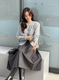 Berina brushed pleated long skirt