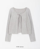 Swan Color Round Ribbon Knit Cardigan