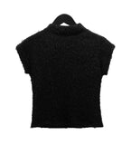 Anti-Fur Half-Pola Short-Sleeve Knit