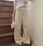 Frill Stripe Vacation Look Summer Wide Banding Pants
