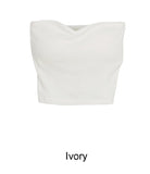 Leila Ribbed Crop Tube Top (with Cap)