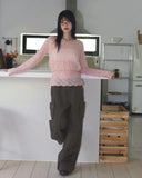 Daen Alpaca Wool Punching Frill Strap Knit